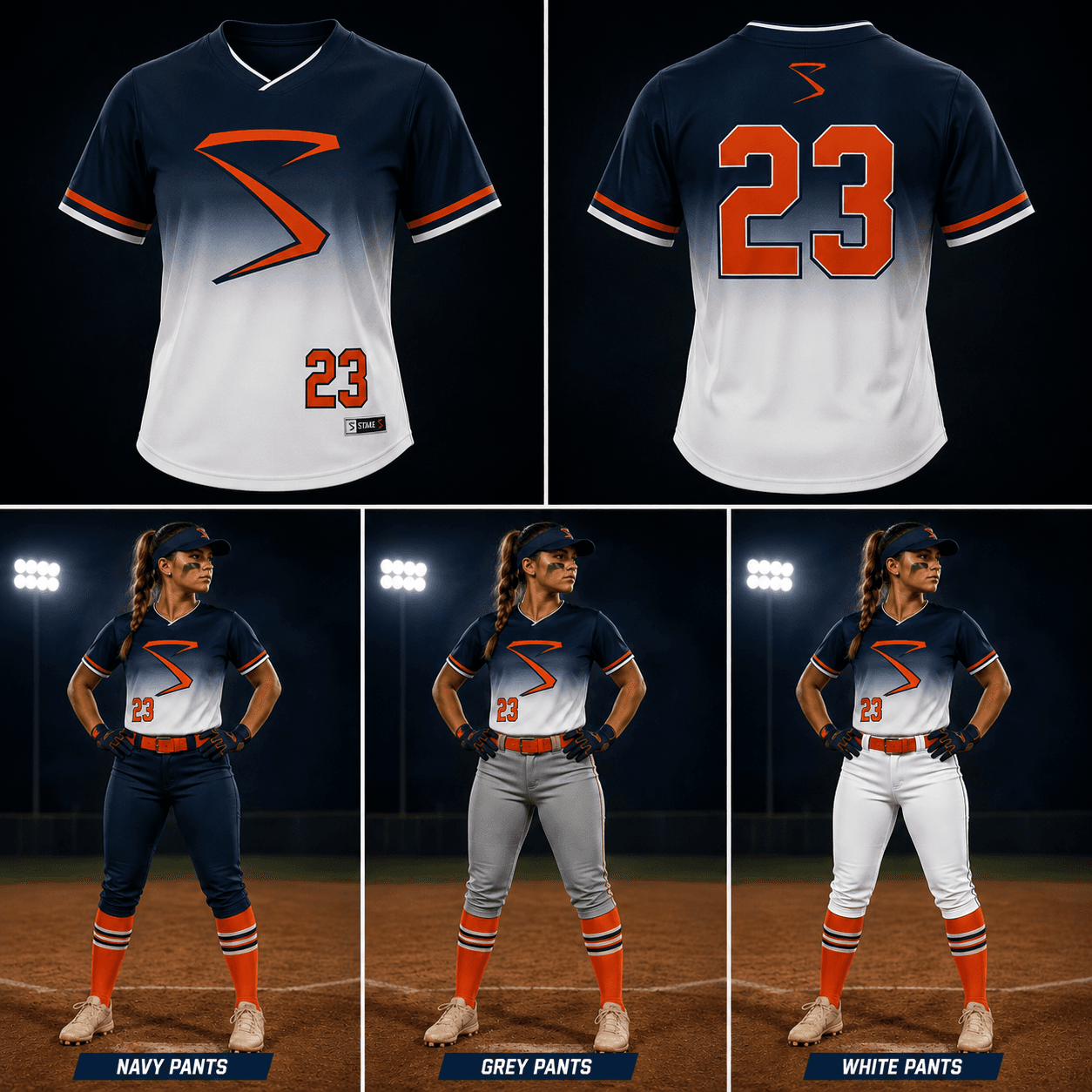 Navy to White